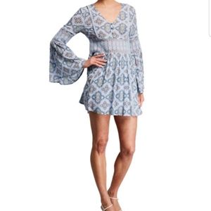 Moon River Fit & Flare Woven Dress Light Blue XS